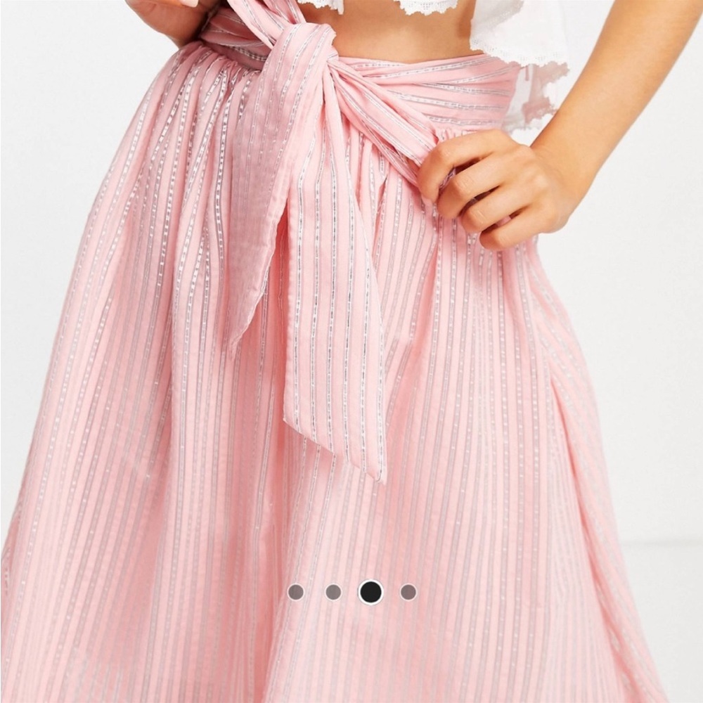 NWOT ASOS Design Midi Striped Skirt With Front Belted Waist